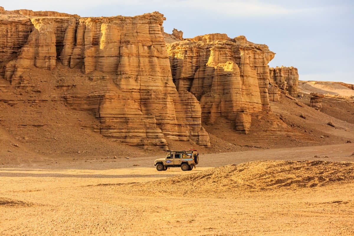Massive yardang rock formations in Dahaidao no-man's-land, Xinjiang
