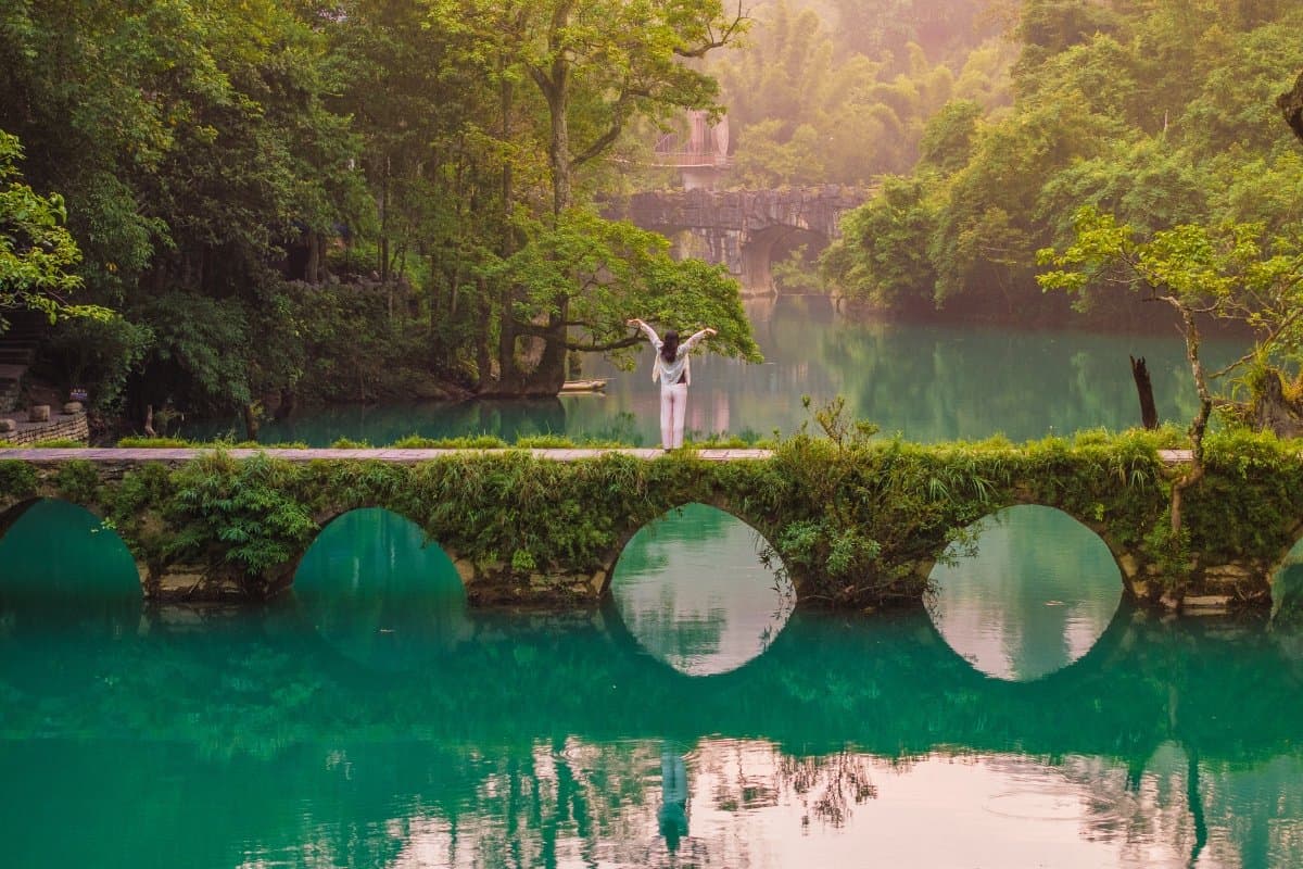 Ancient seven-arch stone bridge at Xiaoqikong