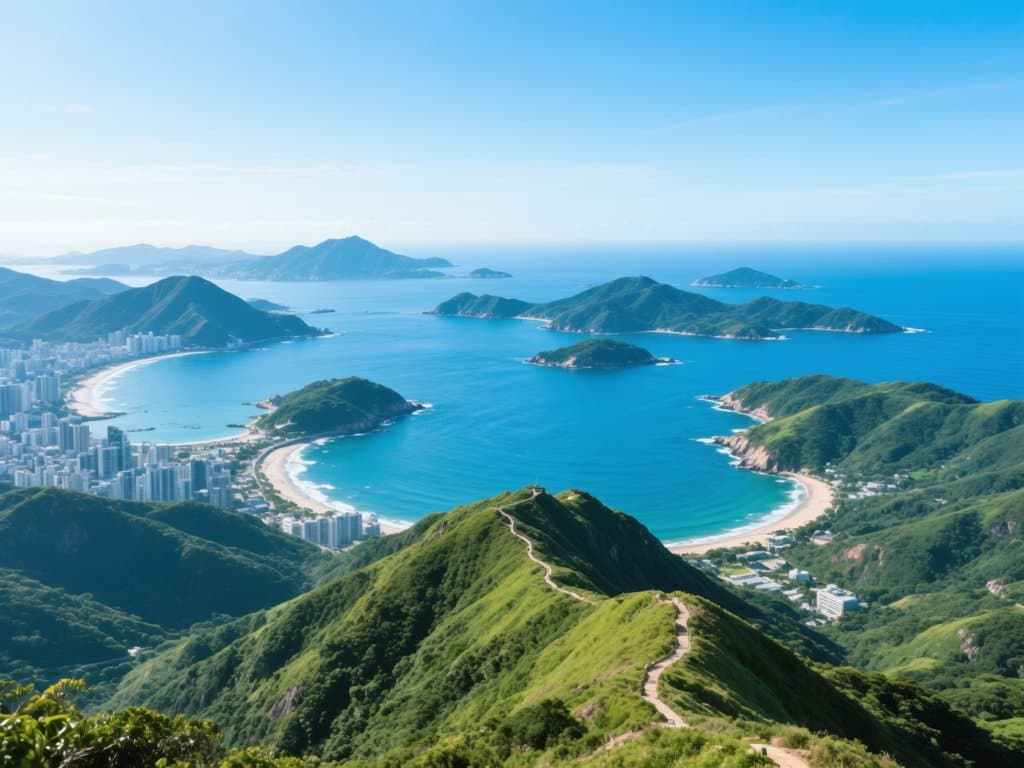 Panoramic ocean view from Sai Wan Hill summit